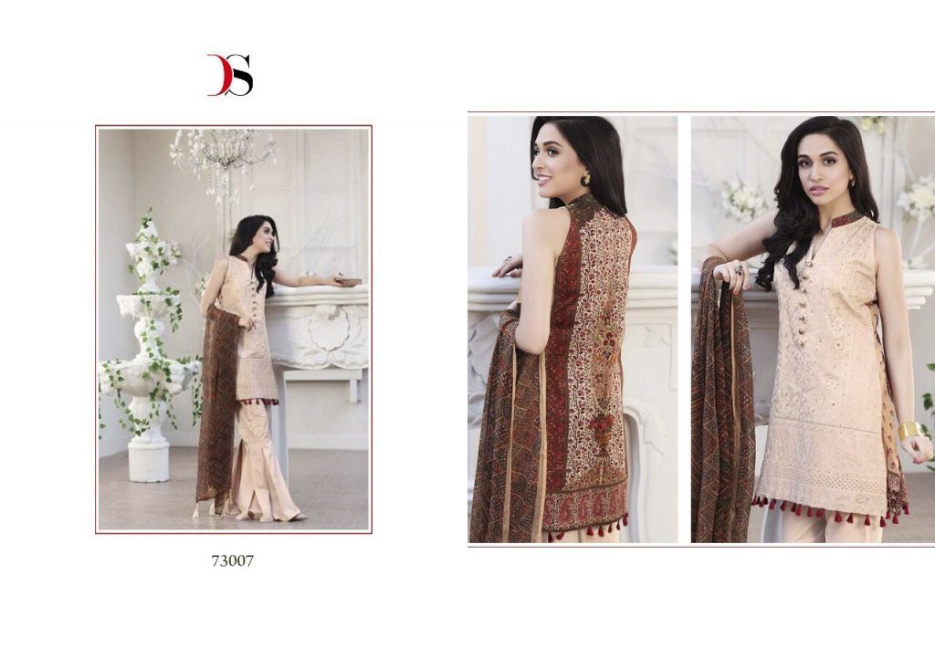 Reyhana By Deepsy Suits - Pure Cotton Satin & Semi Lawn Fabric With Chiffon Print Dupatta, Embroidered Full Sleeves Ethnic Wear In Xxl Size
