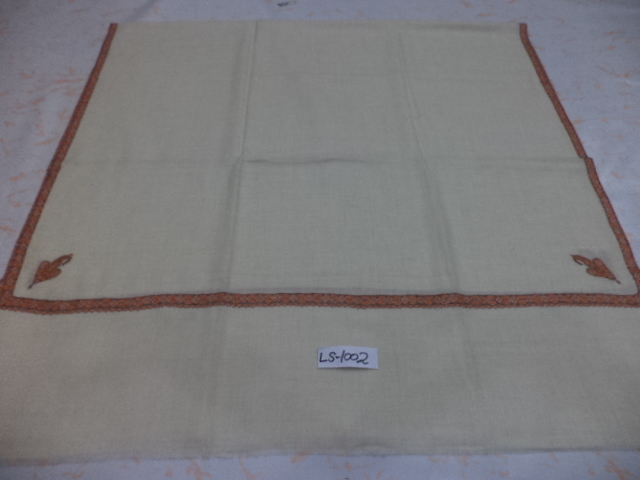 Pure Pashmina Shawl - 100x200 Cms, Cream Color, Hand Woven With Sozni Work Embroidery, Perfect For Weddings