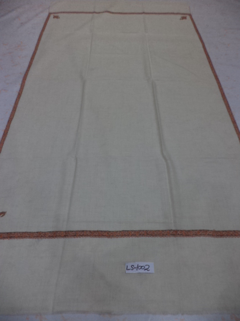 Pure Pashmina Shawl - 100x200 Cms, Cream Color, Hand Woven With Sozni Work Embroidery, Perfect For Weddings