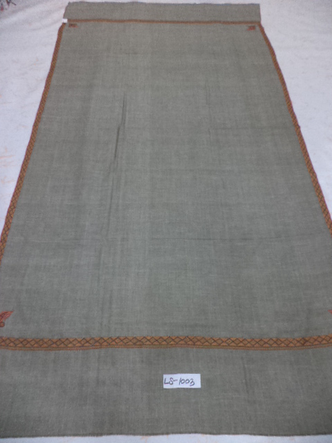 Grey Pure Pashmina Needle Work Hashidar Shawl