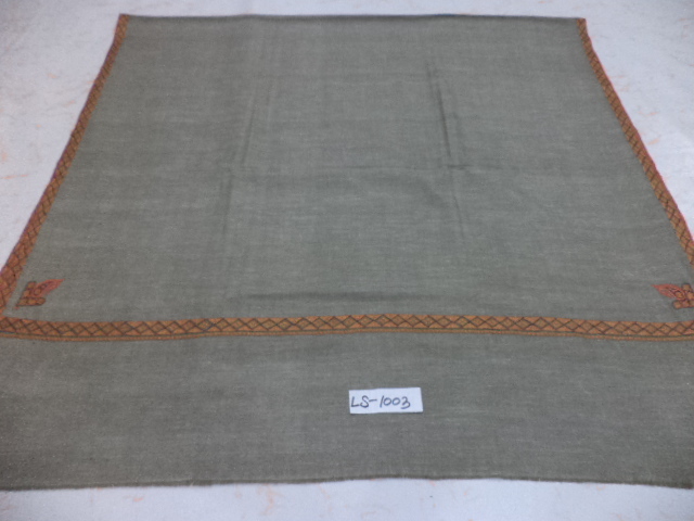 Grey Pure Pashmina Needle Work Hashidar Shawl