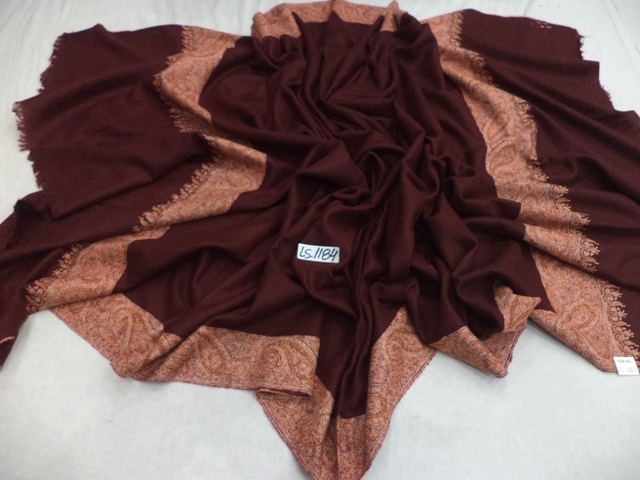 Red Pure Pashmina Needle Work Dour Dar Shawl