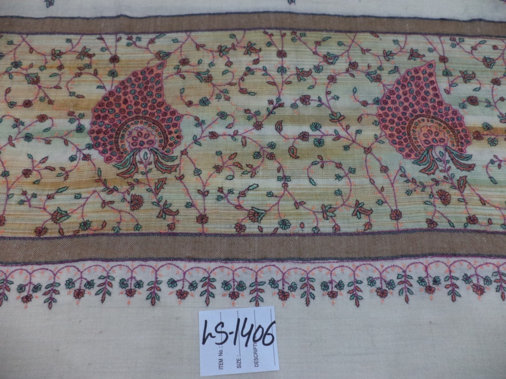 Pure Pashmina Needle Work Shawls - 100x200 Cms, White | Hand Woven, Embroidered Sozni Work, Fringe Closure, Elegant Design For Women