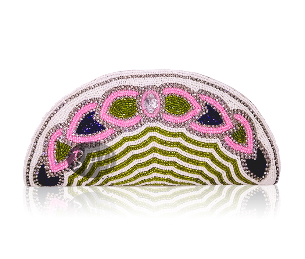 Assorted Color Beads Work Clutch Bag
