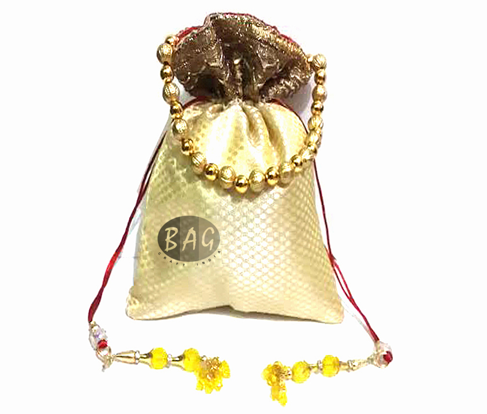 Indian Potli Bags - Silk Material | Assorted Colors, Drawstring Closure, Compact Size 9x7 Inches For Elegant Gifting And Storage
