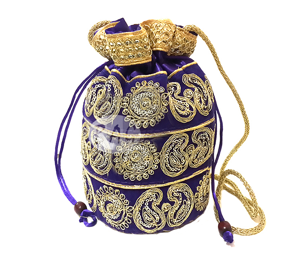 Potli Bag - Velvet, 8x7x4 Inches, Assorted Color | Drawstring Closure For Stylish Storage And Easy Access