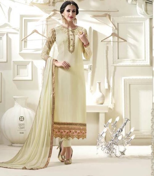 Georgette Embroidered Suit Size: Customized