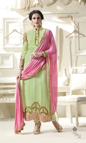 Georgette Embroidered Suit Size: Customized