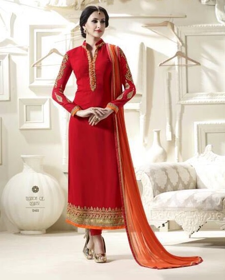 Georgette Embroidered Suit Size: Customized