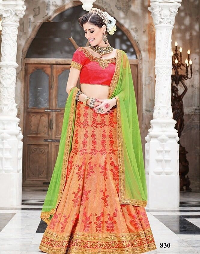 Banarasi Jacquard And Fancy Border Dupatta Lehenga