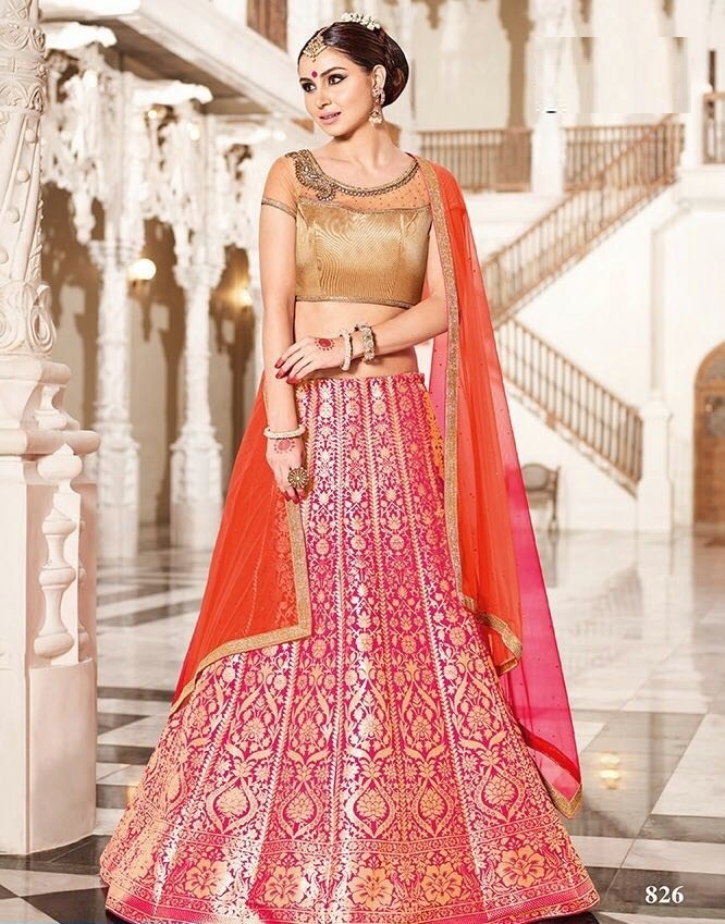 Banarasi Jacquard And Fancy Border Dupatta Lehenga