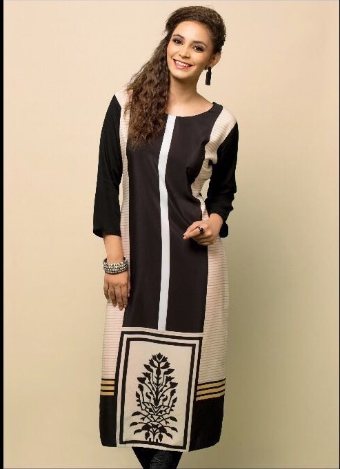Digital Printed Rayon Kurti - Straight Fit Sizes M To 3xl | Blue Georgette Material, Customized Size, Casual Western Style