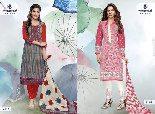 कॉटन प्रिंटेड ड्रेस मटीरियल अनस्टिच्ड डीपटेक्स मिस इंडिया वॉल्यूम-38