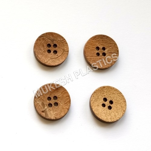 Overcoat Round Coconut Button - Coconut Shell, 4 Holes, Light Brown Color, Flatback Style | Round Shape for Versatile Design