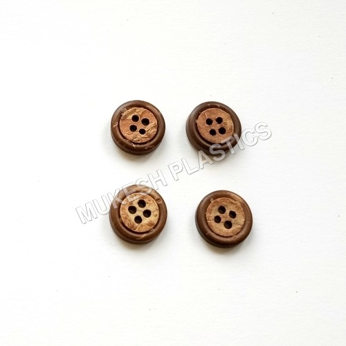 Brown Decorative Coconut Round Button