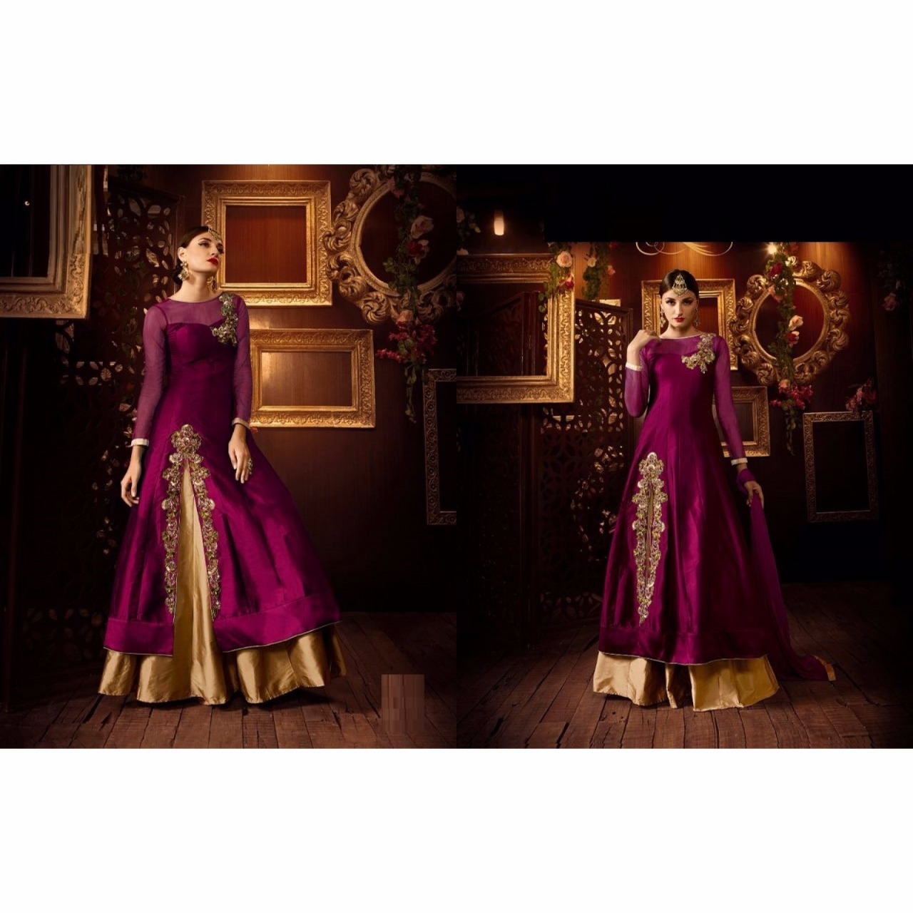 Tapeta Silk Fabrics Work Suits With Nazmin Chiffon Dupatta Vellora