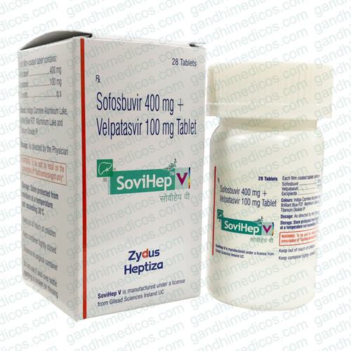 Sovihep V - Sofosbuvir 400 mg and Velpatasvir 100 mg Tablets | Pharmaceutical Grade for Hepatitis C Virus Treatment, External Use Drugs, Store in Dry Place