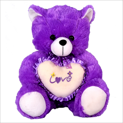 Love Teddy Bear - Polyester Plush, 12 Inches, Purple | Soft Plush, Huggable Toy, Heart Design