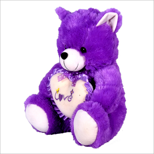 Love Teddy Bear - Polyester Plush, 12 Inches, Purple | Soft Plush, Huggable Toy, Heart Design