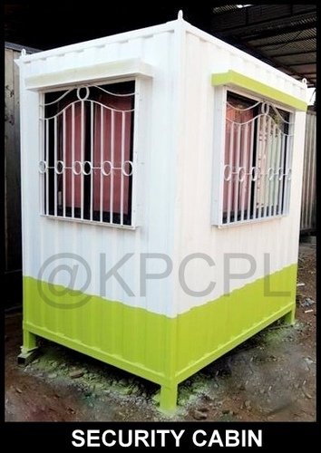 Security Guard Cabin - GI Sheet Material, Variable Dimensions , White Color, 2 Windows, 1 Door, Weather Resistant and Fire Proof Design