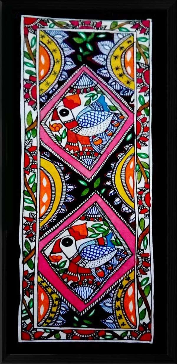 Mithila Birds With Flower Paintings