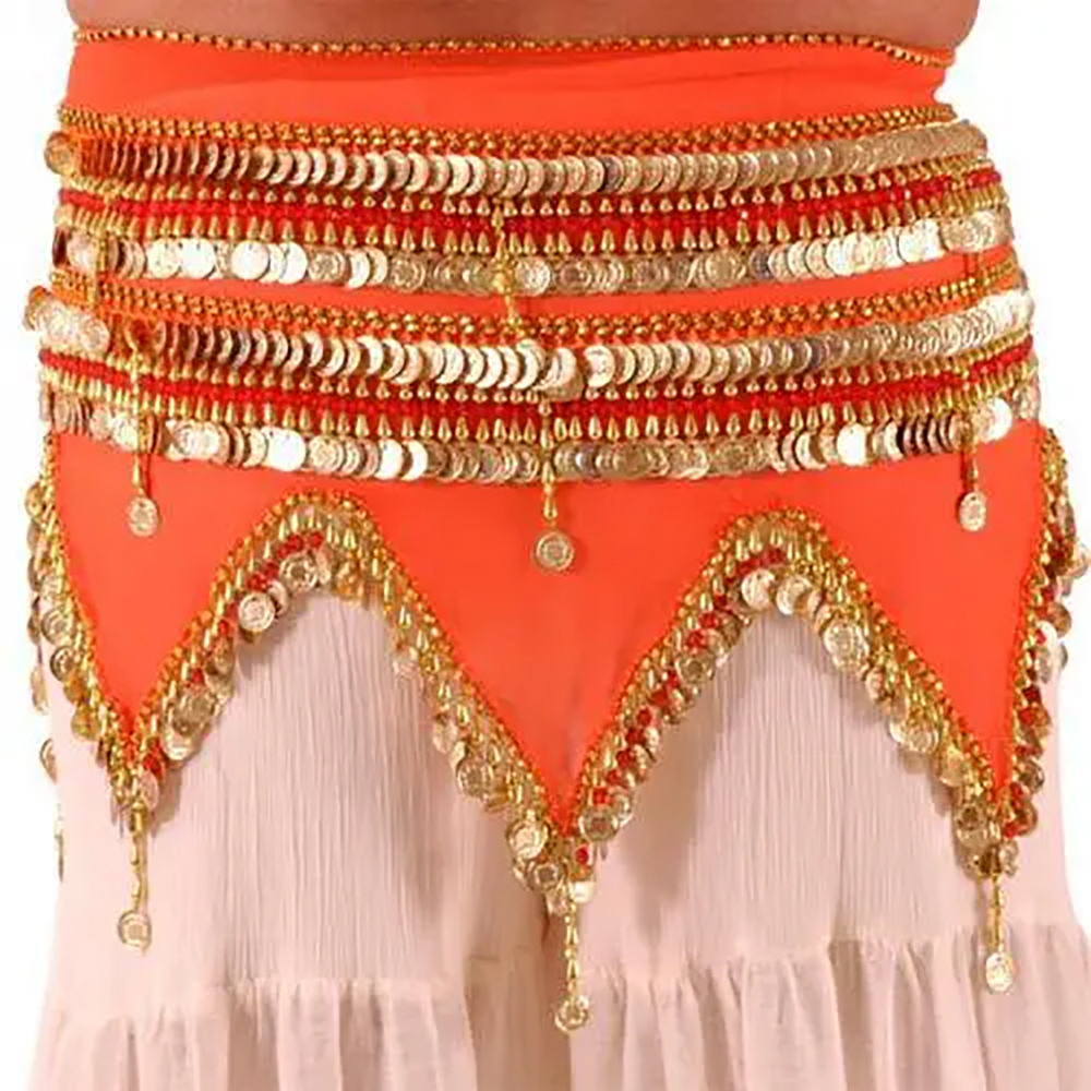 Silk Belly Dance Hip Scarf Orange Colour