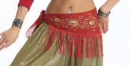 Machine Made Belly Dance Hip Scarf Green Colour