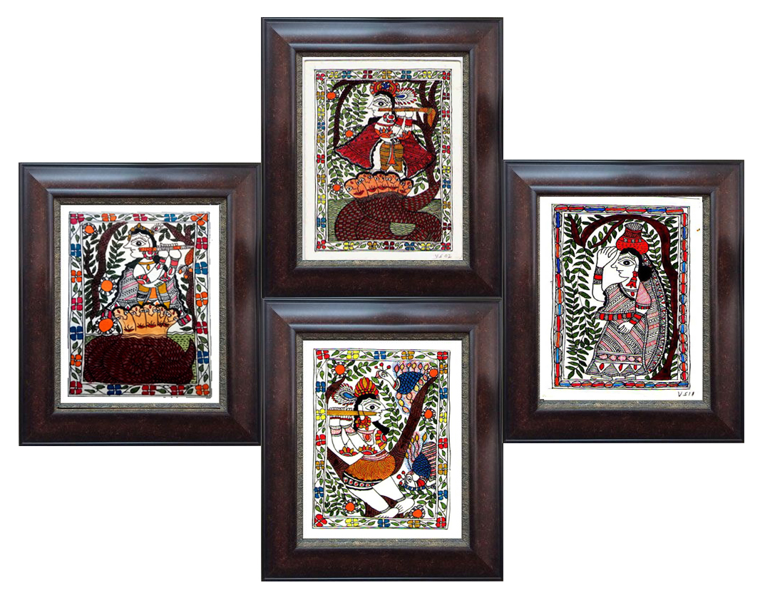 Mithila Krishna Painting Medium: Acrylic