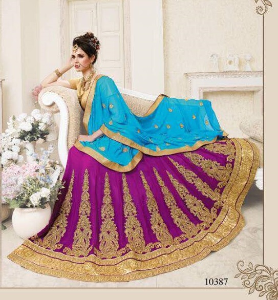 Multi Color Embroidery Lehenga