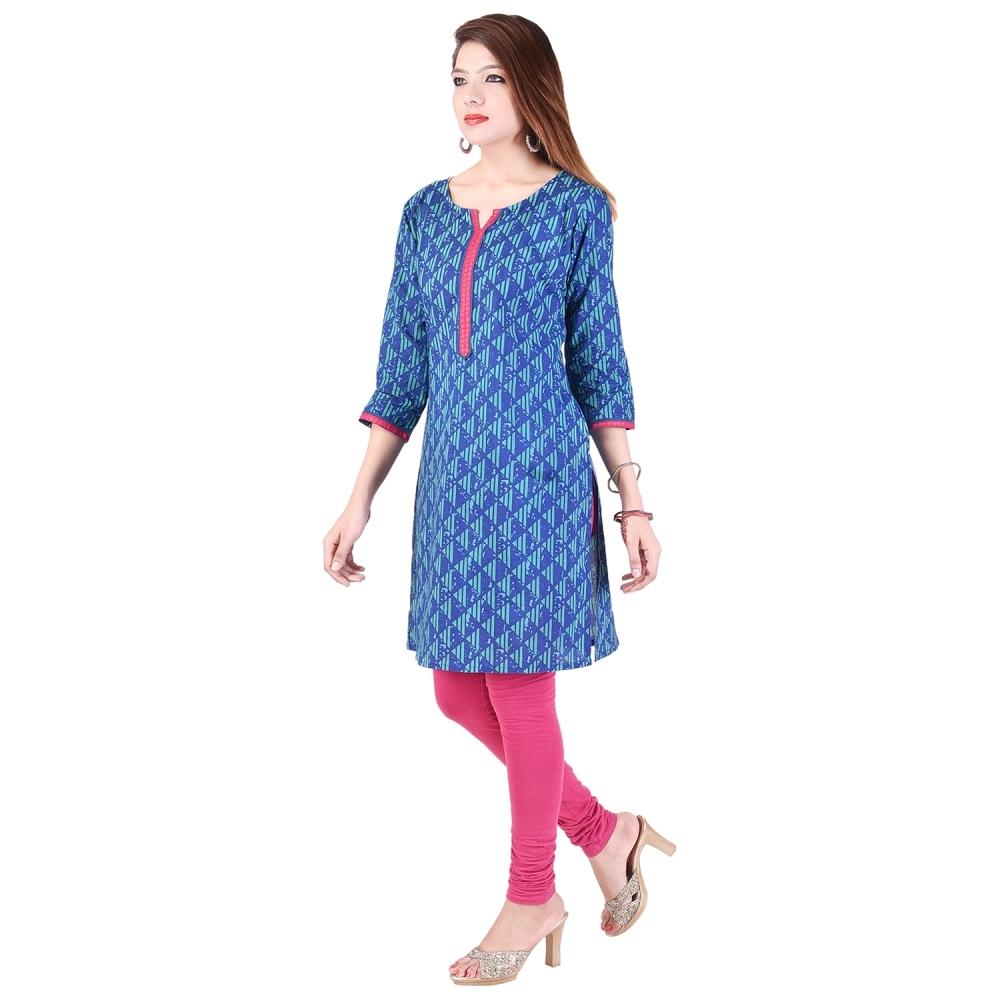 Blue Ethnic Cotton Kurtis