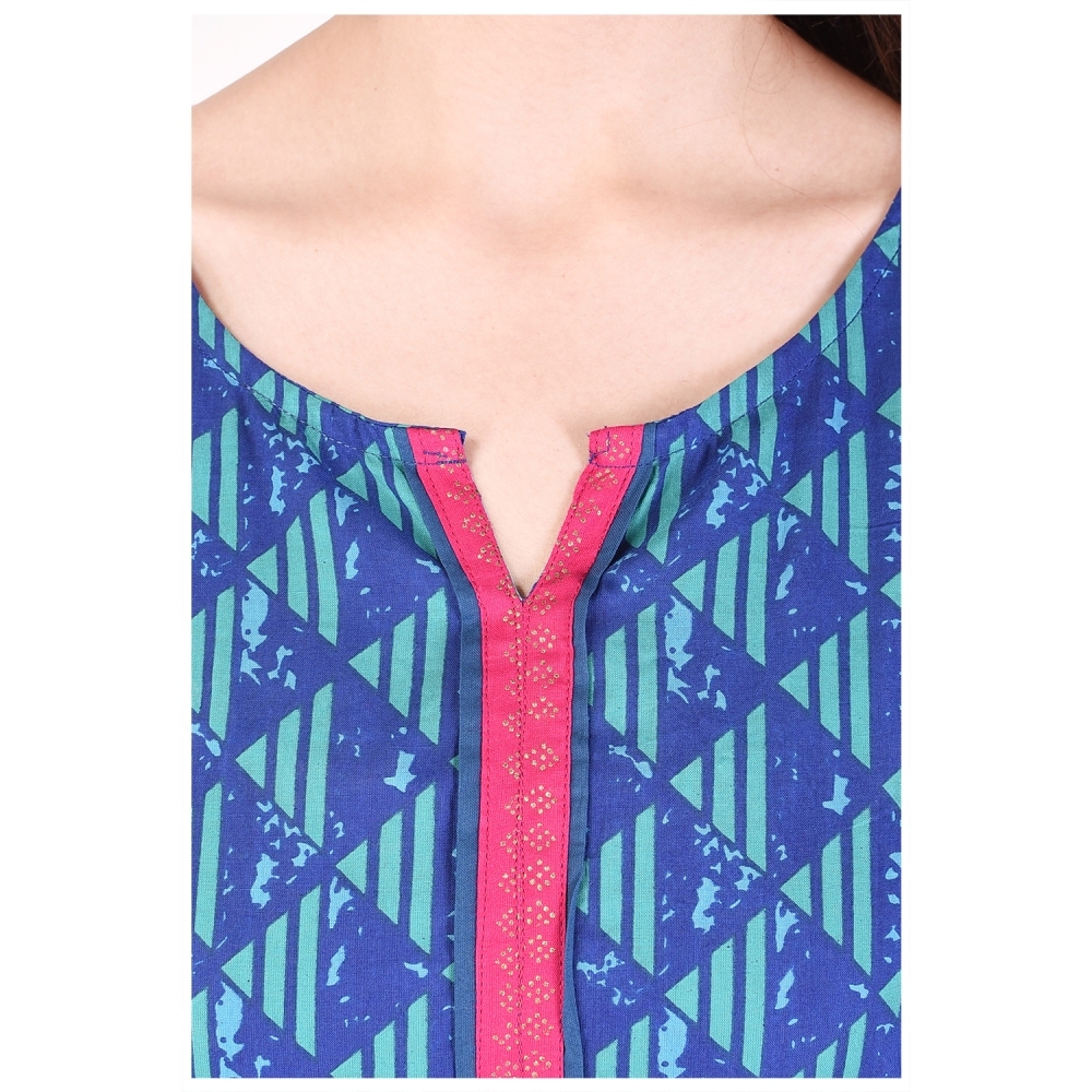 Blue Ethnic Cotton Kurtis