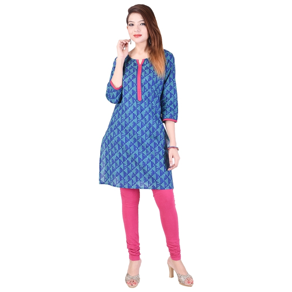 Blue Ethnic Cotton Kurtis