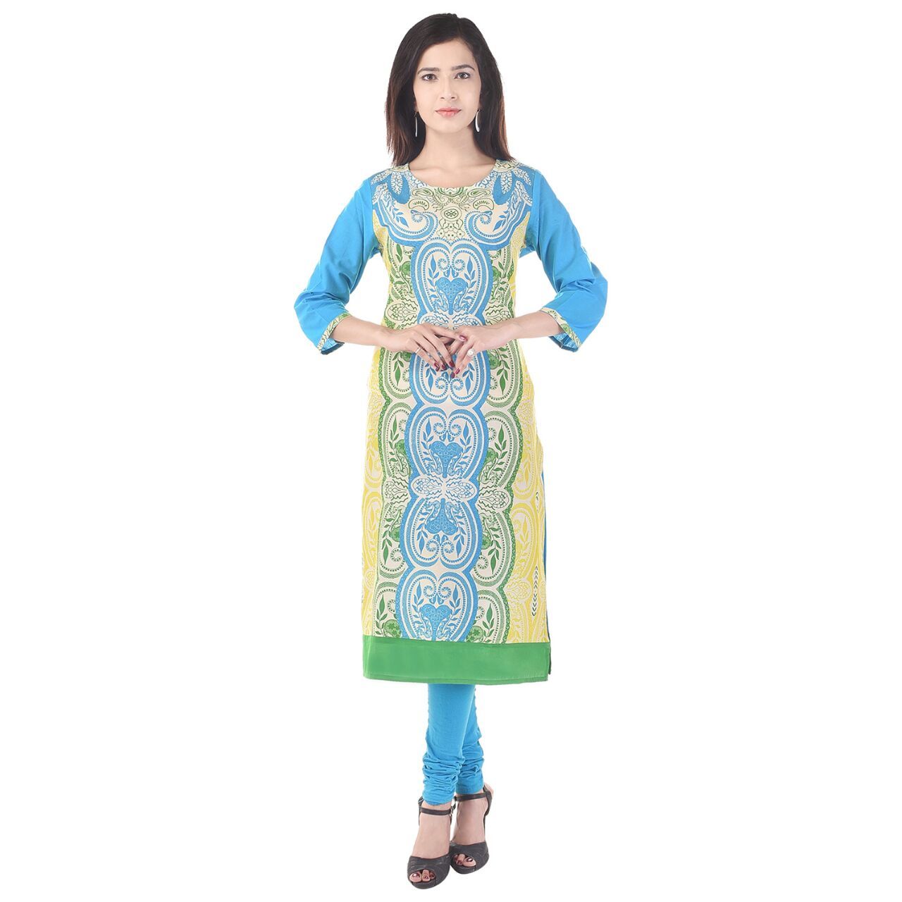 Fancy Kurti - Cotton, 44 Inches, Pink | Soft Fabric, Stylish Design, Comfortable Fit, Skin Friendly, 3/4 Sleeves