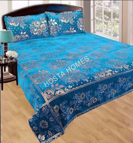 डबल बेड शीट किंग साइज़ के लिए ब्लू कलर चेनिल बेड शीट