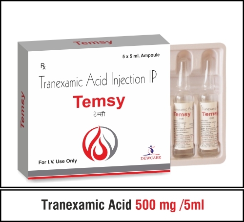 Tranexamic Acid - 500 mg Liquid Ampoule Pack of 5 x 5 ml, For Clinics and Hospitals, Suitable for All Ages