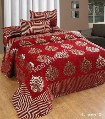 डबल बेड के लिए चेनिल बेड शीट साइज़ 90X100 लंबाई: 90 X 100 इंच (इंच)