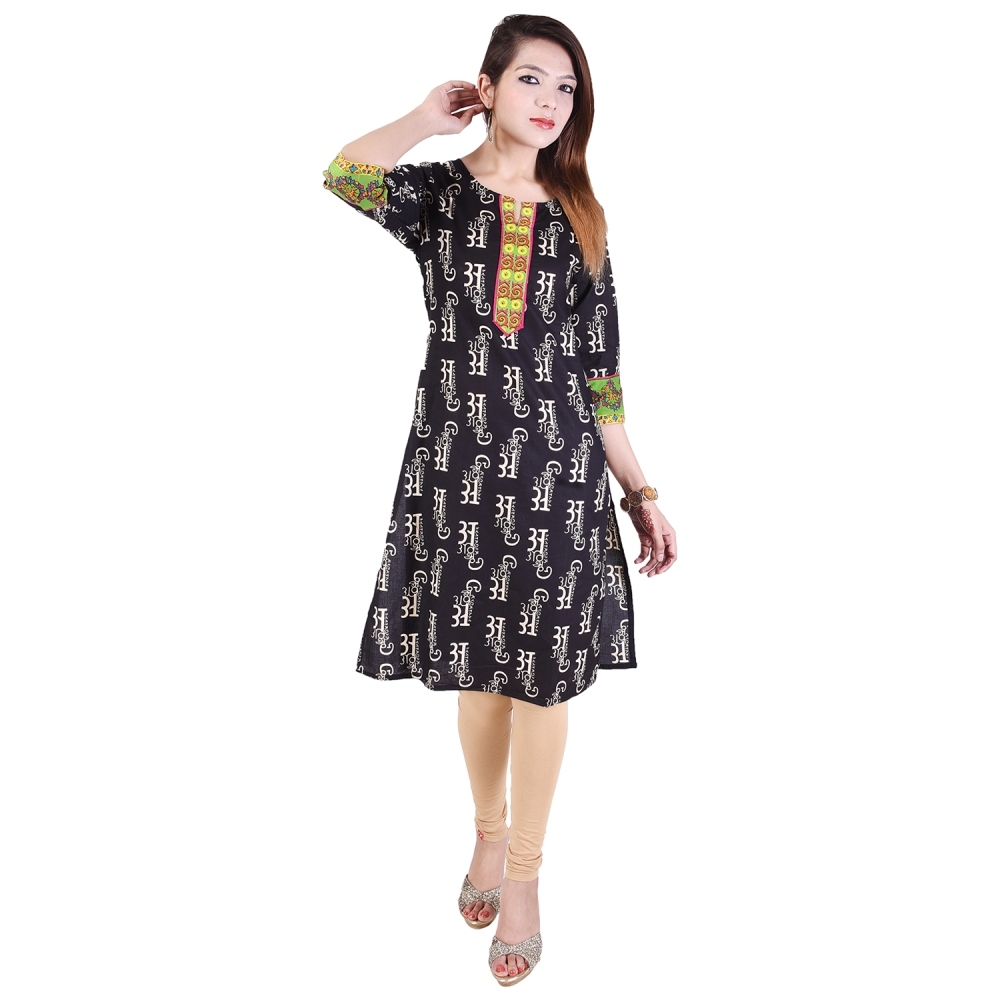 Black Designer Rayon Kurtis