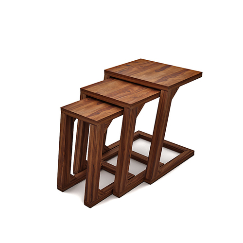Lifeestyle Metric Nested Stools (Teak) - यह स्टूल उच्च गुणवत्ता वाली टीक लकड़ी से निर्मित हैं और इन्हें एक दूसरे में आसानी से रखा जा सकता है।