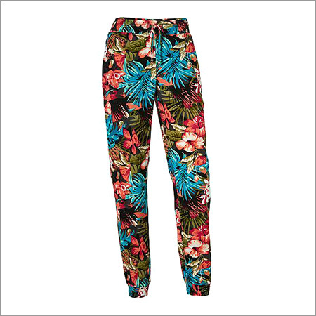 Ladies Flower Print Pants - Cotton Canvas, Regular Fit, Double Pockets | Anti-uv, Anti-wrinkle, Waterproof, Washable, Non-toxic, Dry Cleanable, No Fade, All-season Wear