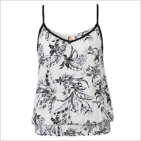 Ladies Designer Top - Cotton Sleeveless, Printed Pattern | White, Anti-wrinkle, Waterproof, Washable, Perfect For Rainy Spring And Summer