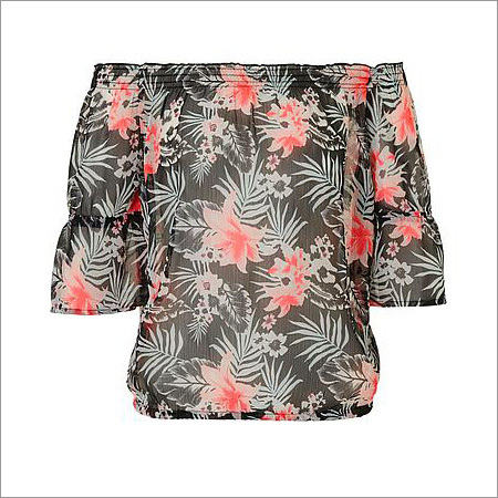 Ladies Flower Print Top Decoration Material: Paint