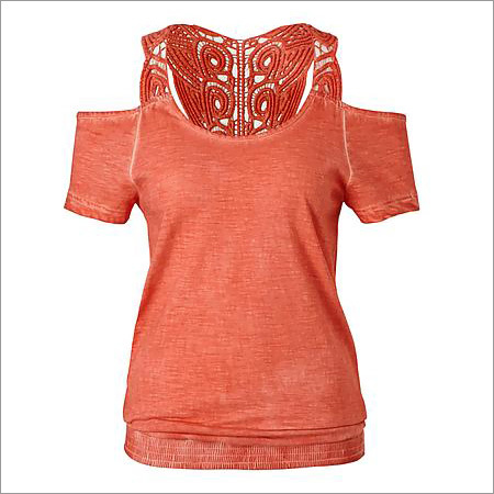 Orange Ladies Off Shoulder Fancy Top