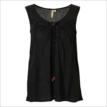 Ladies Black Top Decoration Material: Cloths