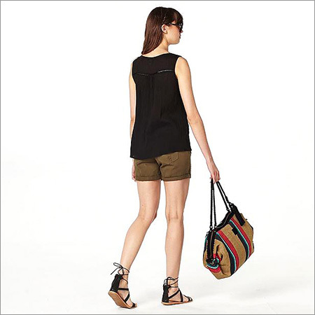 Ladies Black Top Decoration Material: Cloths