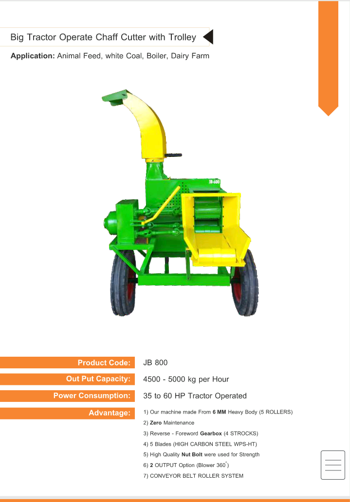 Tractor Operated Chaff Cutter