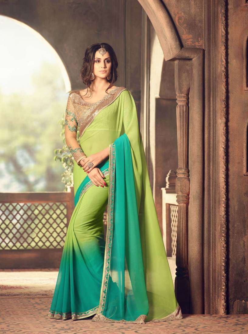Multi Multicolored Georgette Designer Saree