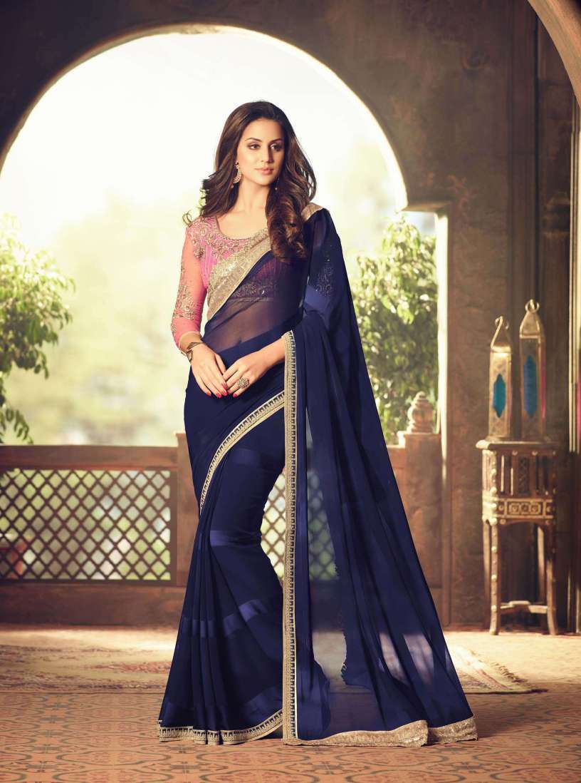 Multi Multicolored Georgette Designer Saree