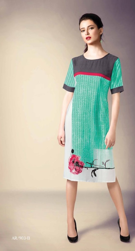 Tunic Designer Kurti - German Crepe, Sizes L-xxl, Multi Color | Printed Bollywood Style For All Seasons