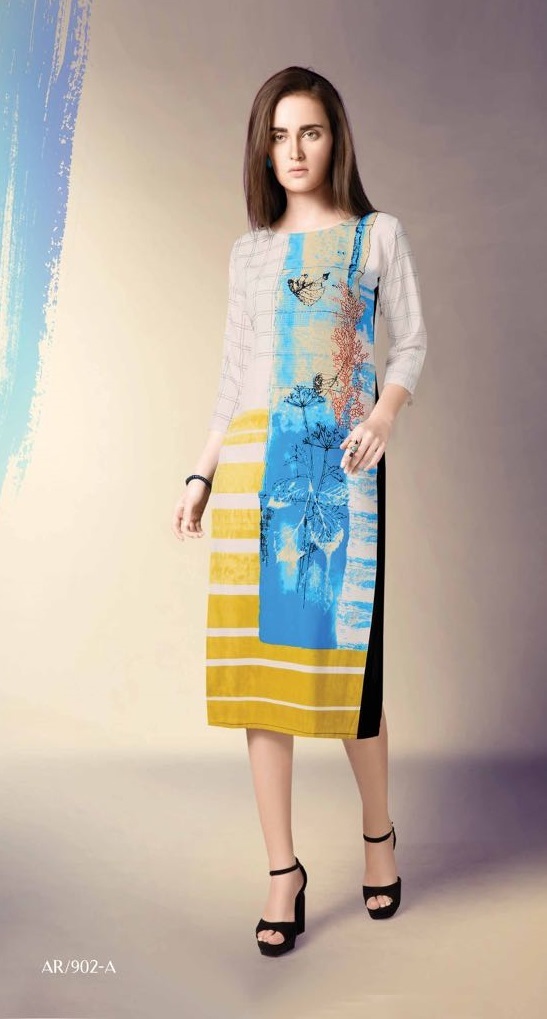 Tunic Designer Kurti - German Crepe, Sizes L-xxl, Multi Color | Printed Bollywood Style For All Seasons