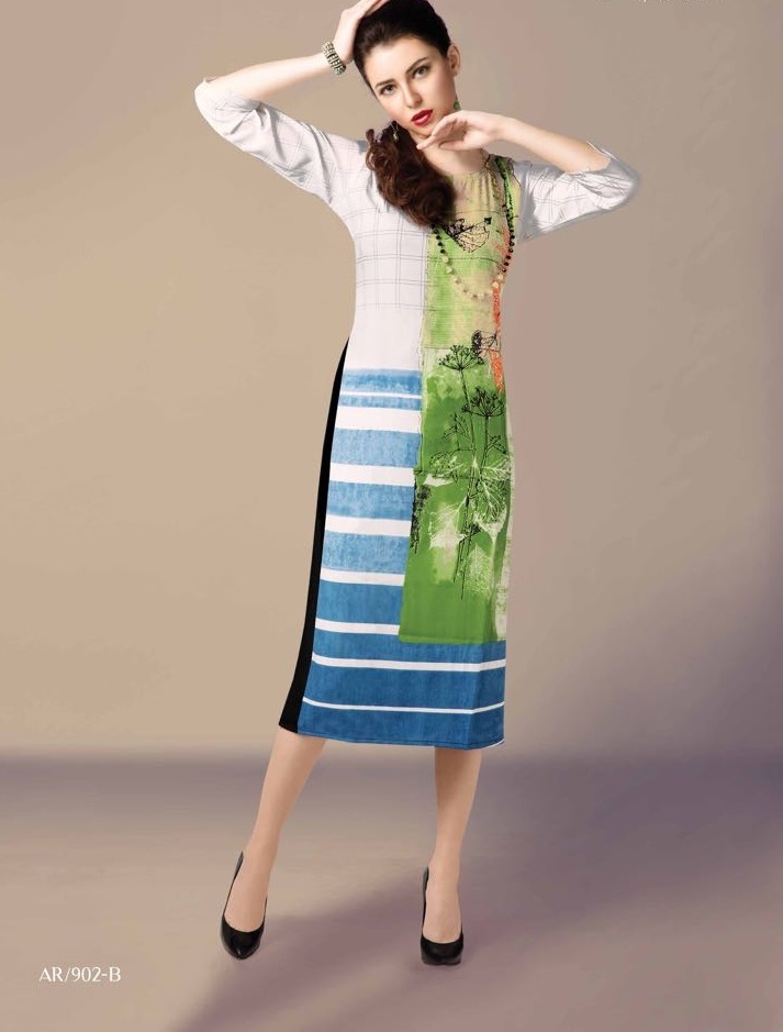 Tunic Designer Kurti - German Crepe, Sizes L-xxl, Multi Color | Printed Bollywood Style For All Seasons